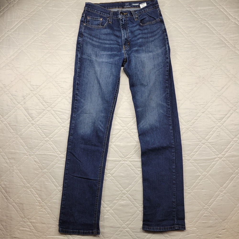George‎ straight well worn w/ stain blue jeans size 32X34